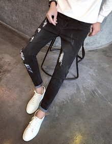 【权志龙破洞牛仔裤】价格_图片_品牌