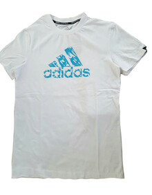 阿迪达斯Adidas男装短袖T恤2019新款透气舒适男子运动休闲短袖Tee 小logo-白/蓝 M