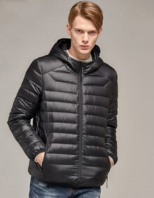 雪中飞2019新款轻薄防寒羽绒服男士冬季短款轻型运动外套男款潮 黑色8056 175/92A