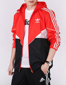 阿迪达斯adidas男装2019秋季新款休闲时尚舒适防风夹克连帽外套运动服 TR30J-BW黑白夹克 XL