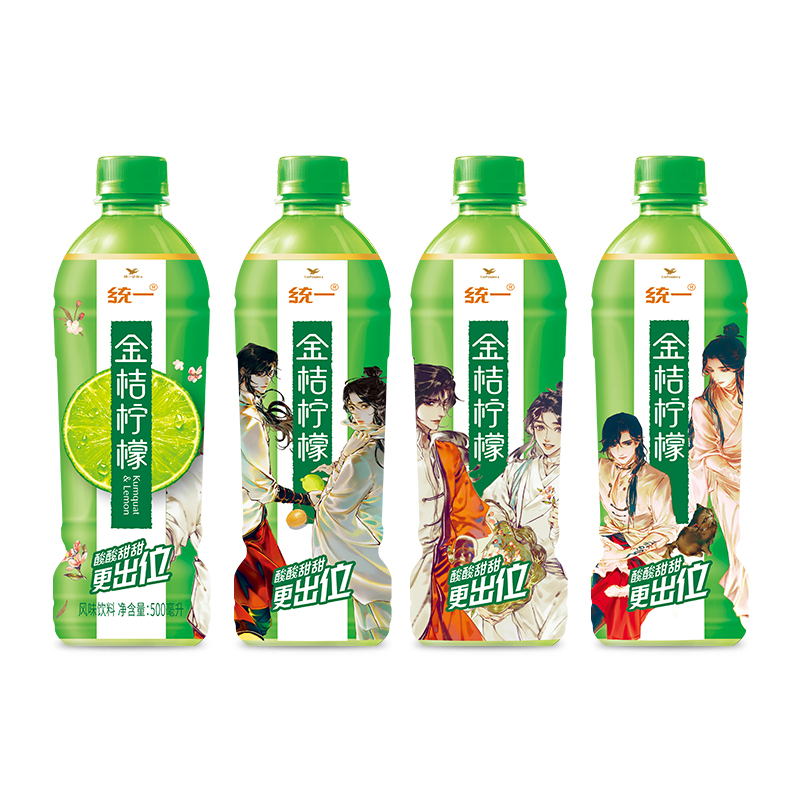 统一金桔柠檬天官赐福漫画联名500ml15瓶果汁饮料整箱装