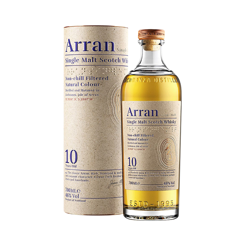 arran艾伦威士忌单一麦芽苏格兰威士忌洋酒 艾伦(arran)10年新包装