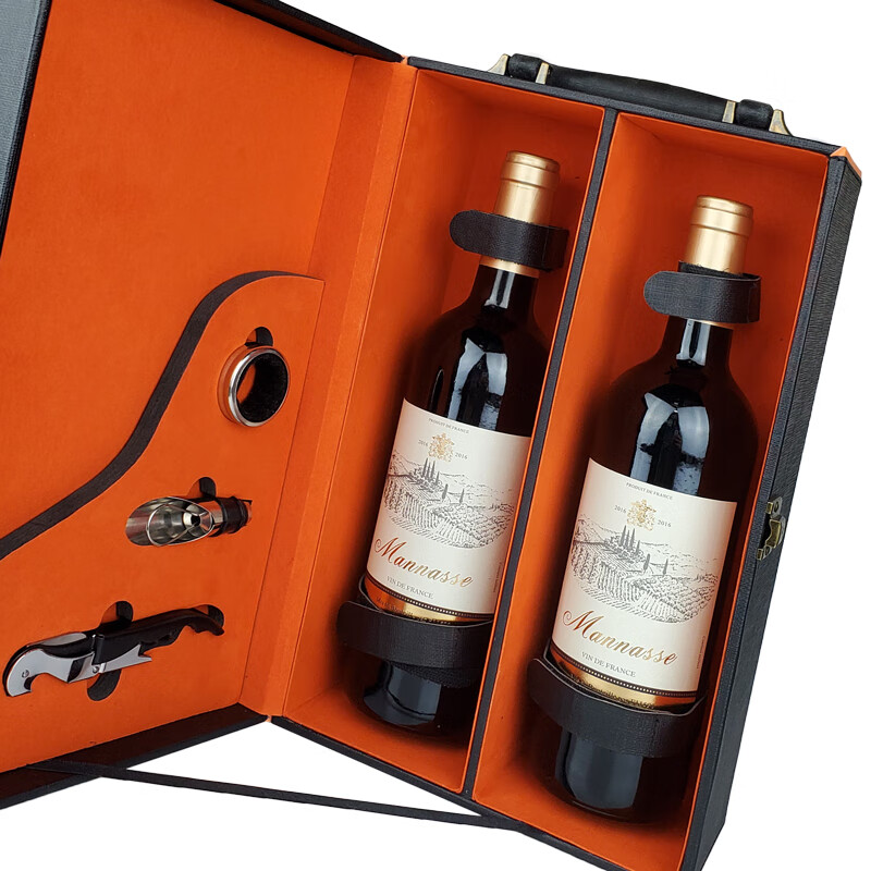 【木盒装】法国原瓶原装进口 曼奎斯 歌海娜 干红葡萄酒 聚会 红酒 750ML 两支装