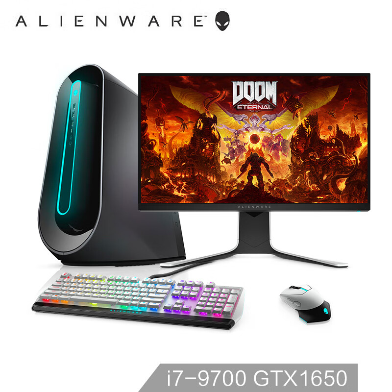 外星人(Alienware)R9 水冷游戏主机(i7-9700 16G 256G 1T GTX1650 4G 三年上门)黑+键鼠+27英寸显示器