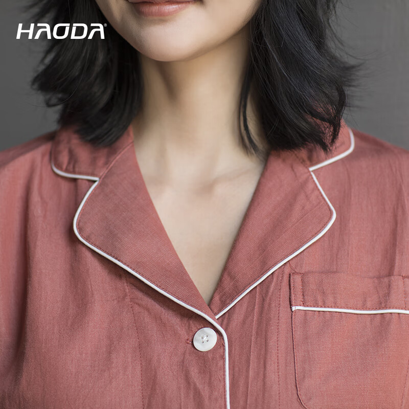 昊达(haoda 情侣睡衣女春夏款纯棉男女士家居服翻领长袖居家服套装hd