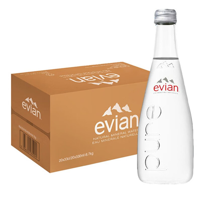 5折】法国进口(evian)依云矿泉水整箱装 弱碱性天然水儿童瓶依云水