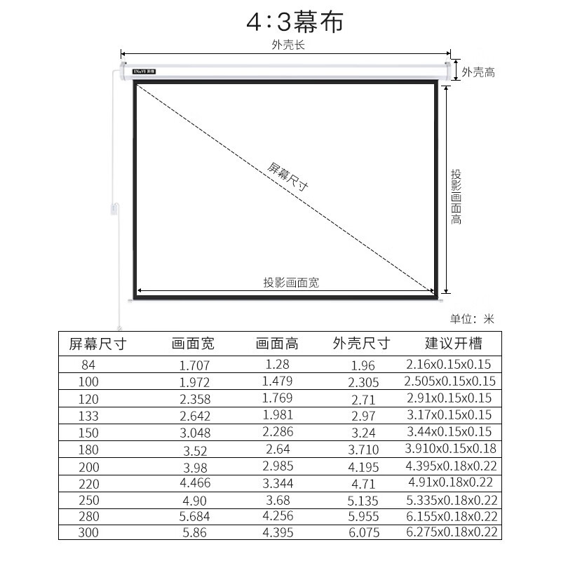 英微150寸电动幕布