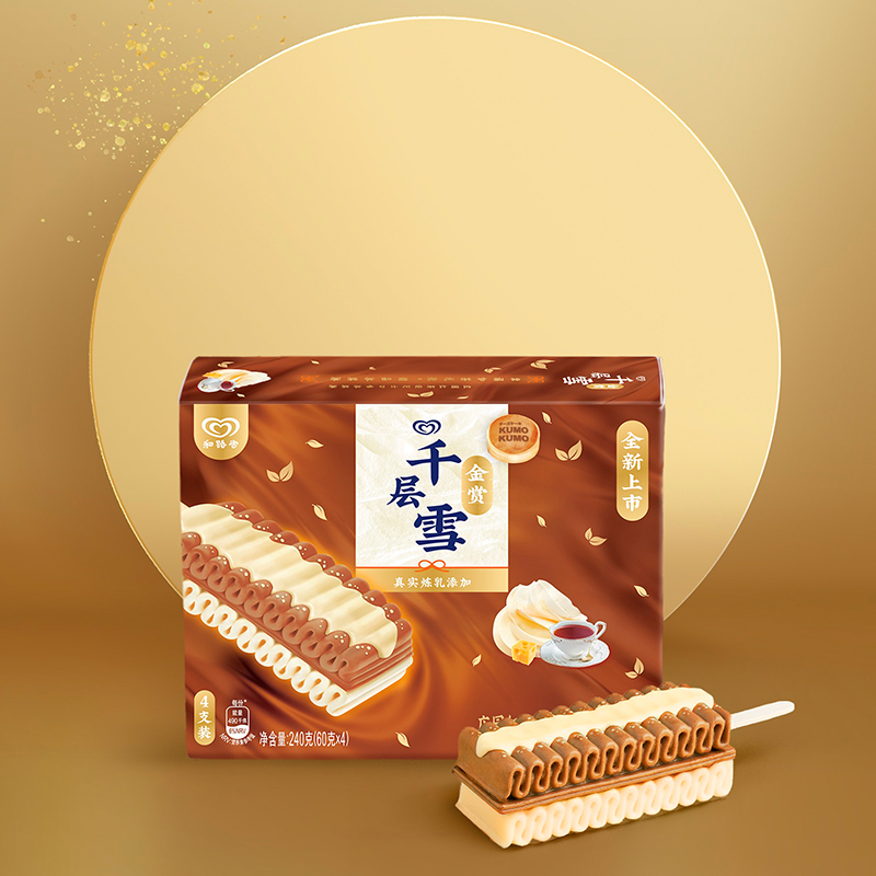 和路雪 千层雪棒xkumokumo金赏庄园红茶轻芝士口味冰淇淋 60g*4支