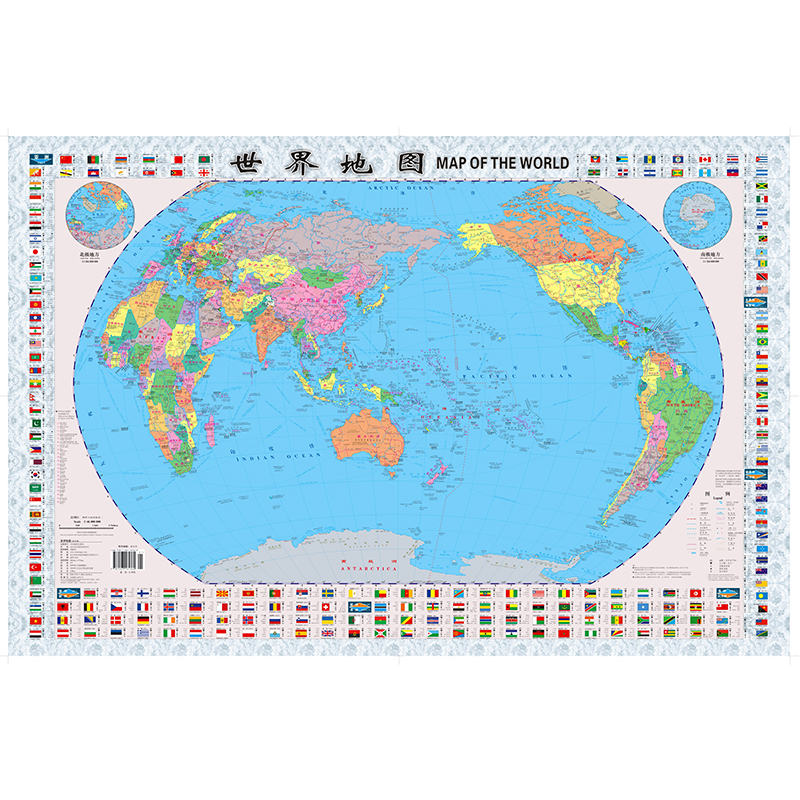 世界地图升级版087米058米袋装学生教室家用商务办公室地图袋装