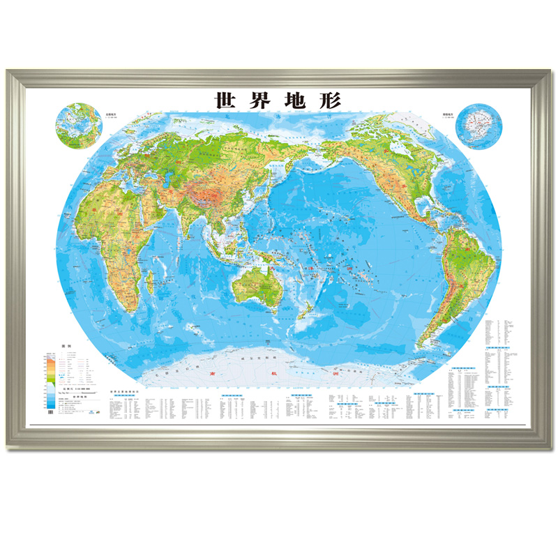 85m×2m)大型展示地图 政务用图 办公室书房装饰3d凹凸立体世界地形图
