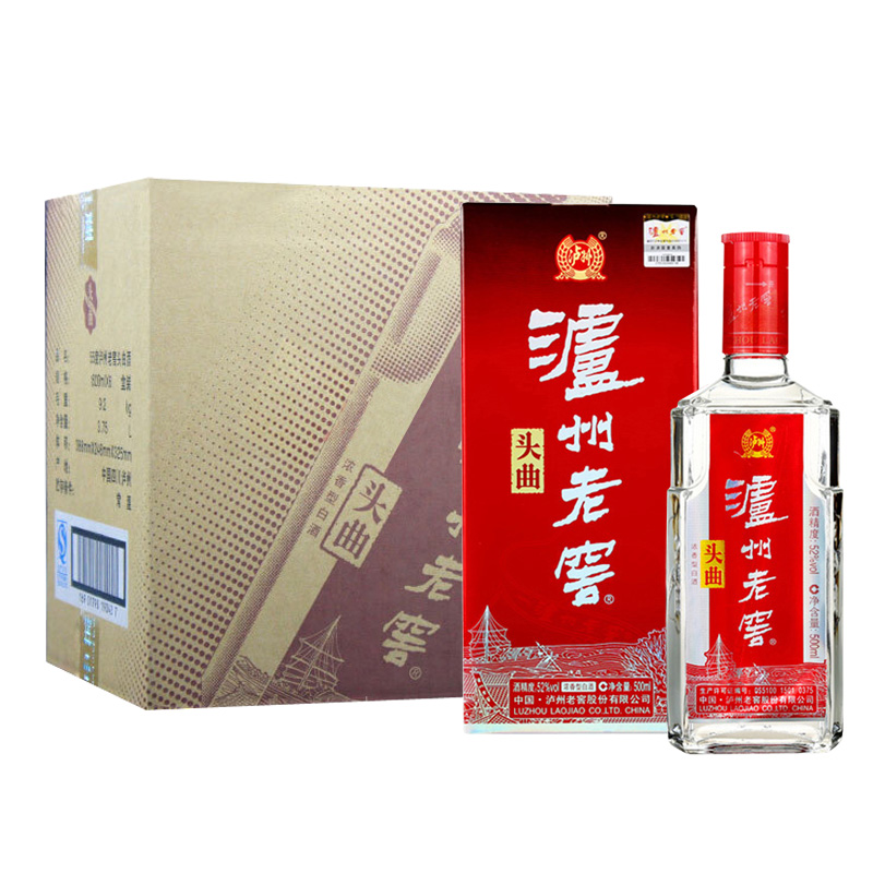 泸州老窖超市高度白酒浓香型白酒口粮自饮泸州头曲酒52度500ml6整箱装