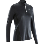 DECATHLON 迪卡儂 LS TS RUN DRY+ ZIP 女子運動T恤 8394778 經(jīng)典黑 M