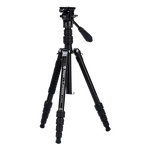 富圖寶（Fotopro）E4I PRO+MH-2A 便攜反折可變獨腳相機(jī)攝影液壓視頻云臺三腳架 原碳灰