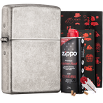 ZIPPO打火機(jī)之寶防風(fēng)煤油 仿古銀 生日禮物男士送男友 含油套裝