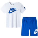 NIKE  3BRAND 耐克男女童純棉短袖T恤+短褲2件套裝夏季新款短袖套裝 土耳其藍(lán) 130 /64 【建議身高116-122cm】