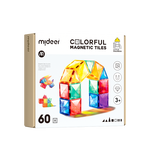 彌鹿（MiDeer）兒童玩具鉆面插磁鐵玩具彩窗磁力片60片+收納袋