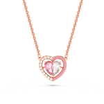 施華洛世奇（SWAROVSKI）GEMA 520半心貼貼項(xiàng)鏈吊墜輕奢小眾愛(ài)心520禮物女 粉紅色 5653007