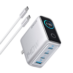 ANKER【國(guó)家3C認(rèn)證】安克智顯充140W充電器 氮化鎵屏顯type-c多口pd快充100W頭適用iPhone16手機(jī)電腦 銀