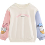 迪士尼（Disney）童裝兒童女童衛(wèi)衣2025年春秋新款圓領(lǐng)裝兒童洋氣女寶寶上衣 撞色米白-（女童） 120
