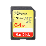 閃迪（SanDisk）64GB SD內(nèi)存卡 4K V30 U3 C10 相機存儲卡 讀速170MB/s 寫速80MB/s 高速連拍 微單/單反相機