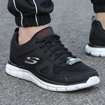 SKECHERS 斯凱奇 男士休閑鞋 52631-BKRD 黑色/紅色 42
