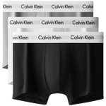 Calvin Klein內(nèi)衣男士三條裝ck提花腰邊低腰棉質(zhì)貼身防夾臀四角褲平角內(nèi)褲男 U2664998-太空黑/月光白/椰青灰 3條 L