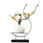 帕美居創(chuàng)意家居裝飾品新中式鹿花瓶擺件電視柜酒柜擺設(shè)客廳書(shū)房玄關(guān)創(chuàng)意 禪意框+黃梅花