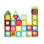 MAGPLAYER 魔磁玩家 兒童磁鐵玩具3-9歲 小彩窗118件含摩天輪 | 收納桶