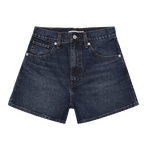 女士牛仔短褲：LEVI 's李維斯24春季時(shí)尚微喇顯高顯瘦氣質(zhì)復(fù)古 深藍(lán)色