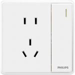 飛利浦（PHILIPS）開關(guān)插座面板恒曦斜二三插墻壁86型暗裝家用一開5五孔帶開關(guān)墻面 五孔帶單控開關(guān)插座