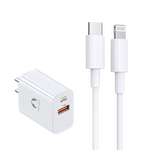 Snowkids蘋果充電器20W快充線PD數(shù)據(jù)線套裝iPhone13ProMax 12 14 11充電頭數(shù)據(jù)線插頭雙口快充頭閃充線1米
