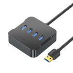山澤USB分線器 3.0高速4口HUB擴展塢集線器 筆記本電腦一拖四轉(zhuǎn)換器延長線帶電源接口1.5米黑色HUB02