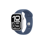 蘋果 Apple Watch Series 10 智能手表 GPS款 46mm 銀色 丹寧色橡膠表帶 M/L
