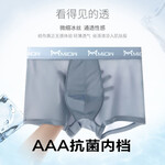 PLUS會(huì)員：Miiow 貓人 男士冰絲平角抗菌內(nèi)褲 三條裝 M1020