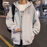 李寧（LI-NING）外套男女同款連帽衛(wèi)衣春秋季新款情侶款上衣休閑針織開衫運動外套 標(biāo)準(zhǔn)黑(連帽-常規(guī)款） L