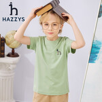 哈吉斯（HAZZYS）童裝夏新款男女童簡約時尚舒適柔軟不易變形T恤 淺灰綠 130