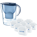 碧然德(BRITA)濾水壺Marella藍色3.5L 1壺9芯套裝海洋系列家用自來水凈水器 孫穎莎推薦 含8枚海外版濾芯