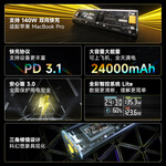 SHARGE 閃極 S170 賽博棱鏡移動(dòng)電源 黑色 24000mAh Type-C 170W