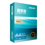 得力（deli）珊瑚海A4打印紙 75g500張單包復印紙 雙面草稿紙 打印作業(yè) 書寫繪畫ZF368【銷冠系列】