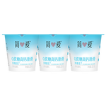 簡愛酸奶0%蔗糖高鈣滑滑100g*3杯 酸奶滑滑 低溫酸奶0蔗糖