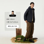 坦博爾男士連帽輕薄羽絨服短款時(shí)尚秋季保暖舒適外套TF246209 夜影藍(lán) 2XL (185)