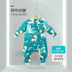 良良（liangliang）【特惠】嬰兒睡袋 春秋恒溫一體睡袋防驚跳兒童防踢被可拆袖寶寶 月吟綠·薄夾棉【室溫20-25℃】 L（建議身高80-95cm）