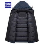 羅蒙（ROMON）羽絨服男翻領(lǐng)短款白鴨絨防寒服秋冬新款男士休閑外套保暖上衣 藏青色 2XL 185(適合145-160斤)
