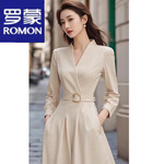 羅蒙（ROMON）連衣裙女2024秋季新款修身顯瘦奢正式場合氣質通勤白領商務裙子 連衣裙 S