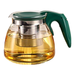 茶壺茶水分離玻璃耐熱泡茶壺綠把套裝 一壺四杯 綠把單壺1只
