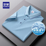 羅蒙 短袖t恤男polo領(lǐng)透氣薄款2025夏季新款中青年商務(wù)百搭休閑上衣 淺藍(lán)