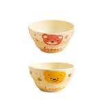可爱葫芦陶瓷家用奶油饭碗少女心网沙拉卡通手绘高颜值心碗大容量 蜜蜂熊两碗两勺