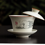 夕紀(jì)三才蓋碗可懸停泡茶碗不燙手單個(gè)茶功夫茶具高檔汝窯家用陶瓷茶杯 LX懸停黃汝蓋碗-富竹 無(wú)規(guī)格
