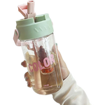 水杯女生高颜值大容量果茶吸管杯夏季新款带茶隔学生水杯子 绿色800ml