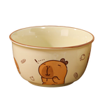 可愛卡皮巴拉斗笠碗4.5英寸飯碗家庭裝釉下彩米飯碗精致兒童飯碗 4.5英寸碗【2個裝】